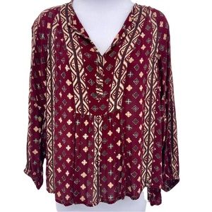 Lucky brand patterned boho peasant top size small